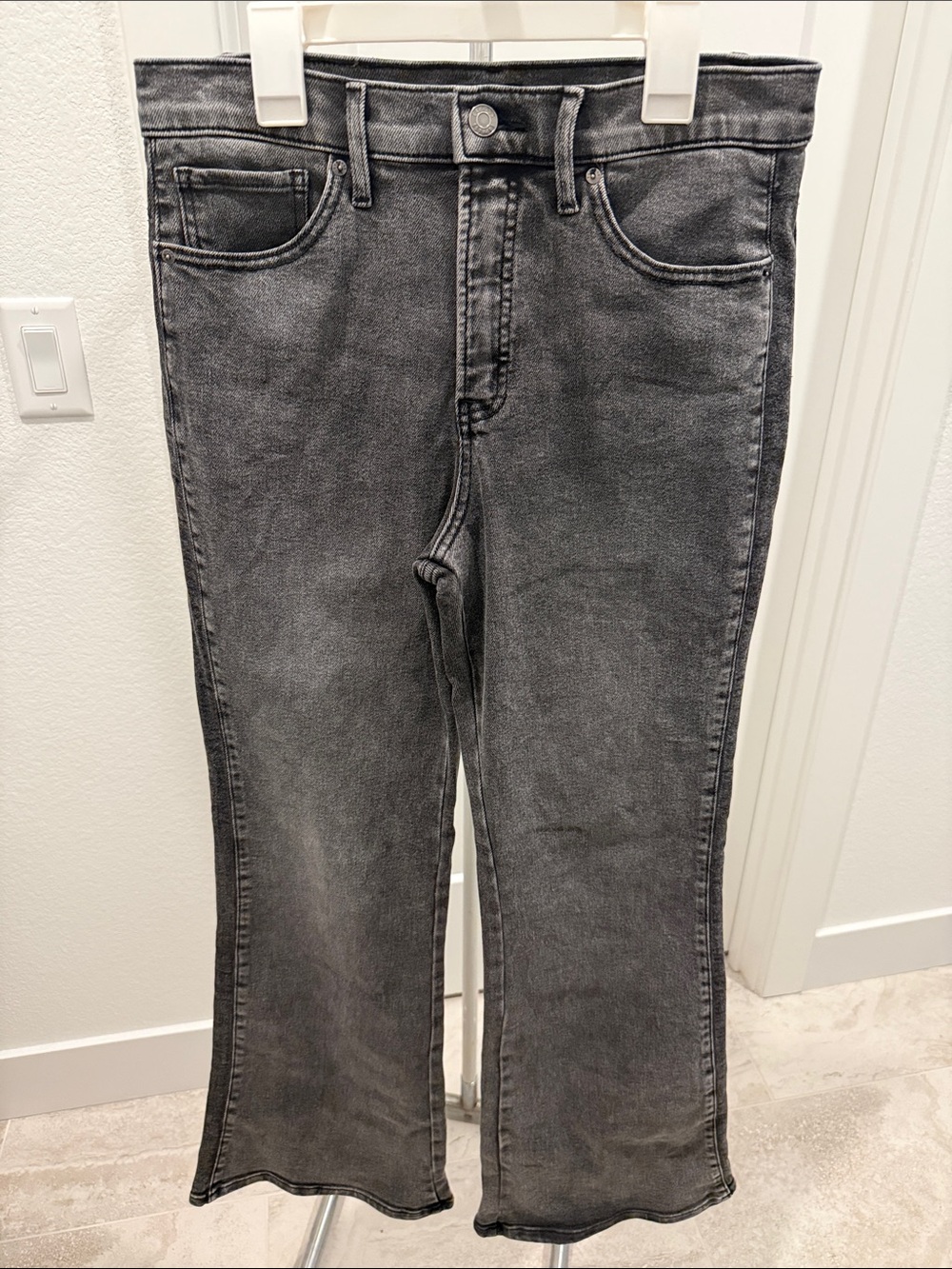 Express High Rise '70s Flare Hyper Stretch Jeans Black Wash
